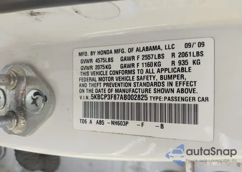 2010 Honda Accord 3.5 Ex-L from USA, damaged, VIN 5KBCP3F87AB002825